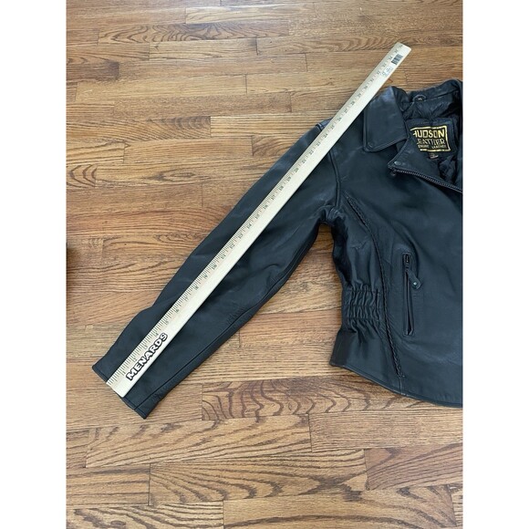 Vintage Hudson Leather Moto Edgy Motorcycle Biker Braid Cinch Lined Jacket - Picture 15 of 16